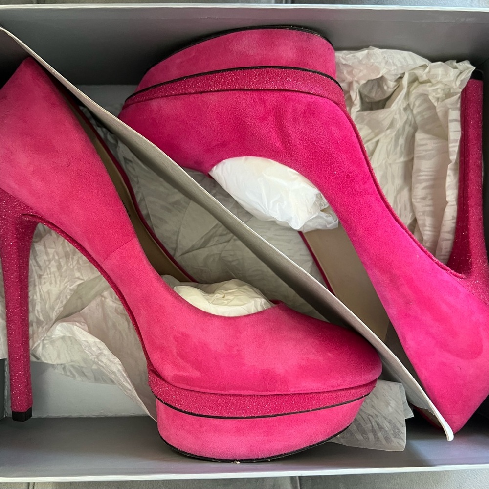 B Brian Atwood Platform Pink Sparkle Pump Heels Size 42 (US 11)